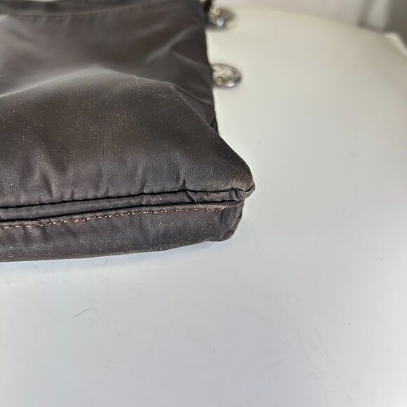 Brighton Go Go Slim Brown Croco Leather Black Nylon Crossbody Bag - Picture 12 of 16